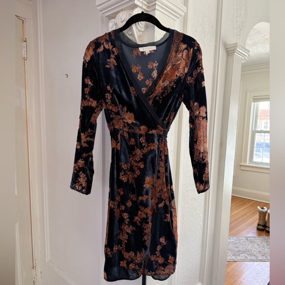 Floral Velvet Wrap Dress